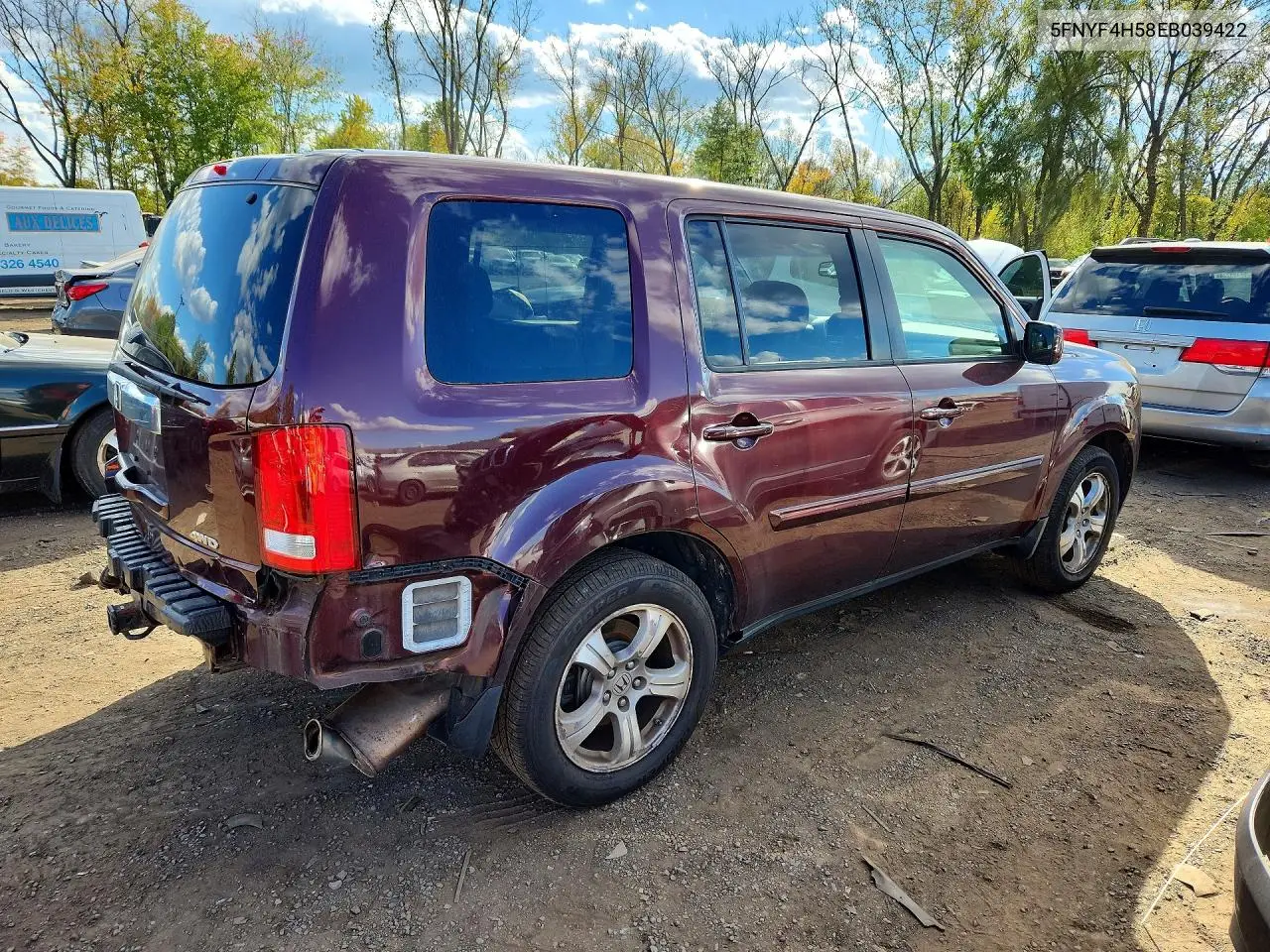 2014 HONDA PILOT VIN 5FNYF4H58EB039422 — фото 3