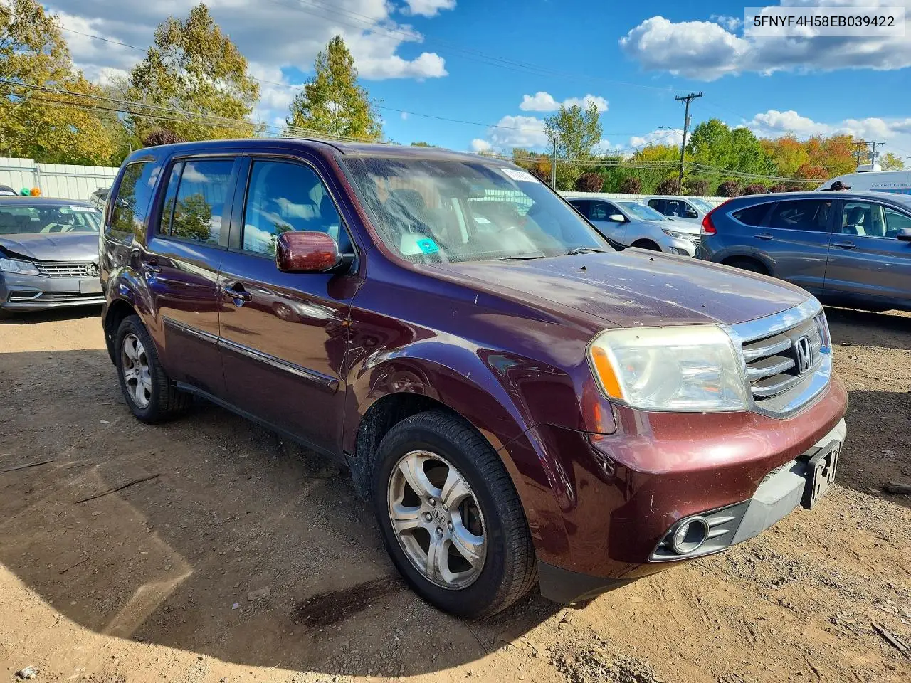 2014 HONDA PILOT VIN 5FNYF4H58EB039422 — фото 4
