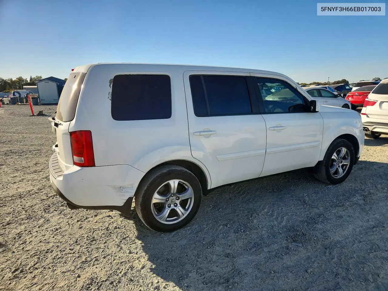 2014 HONDA PILOT VIN 5FNYF3H66EB017003 — фото 3