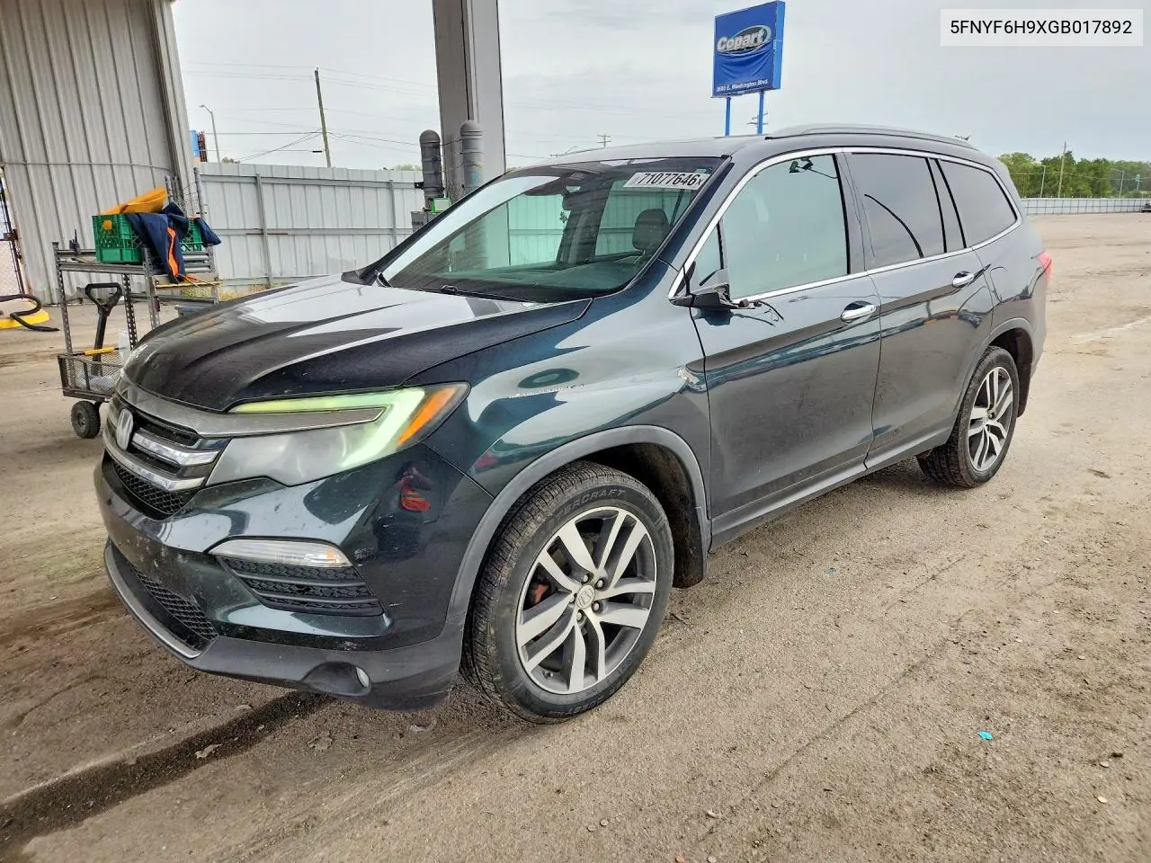 HONDA PILOT 2016, VIN 5FNYF6H9XGB017892