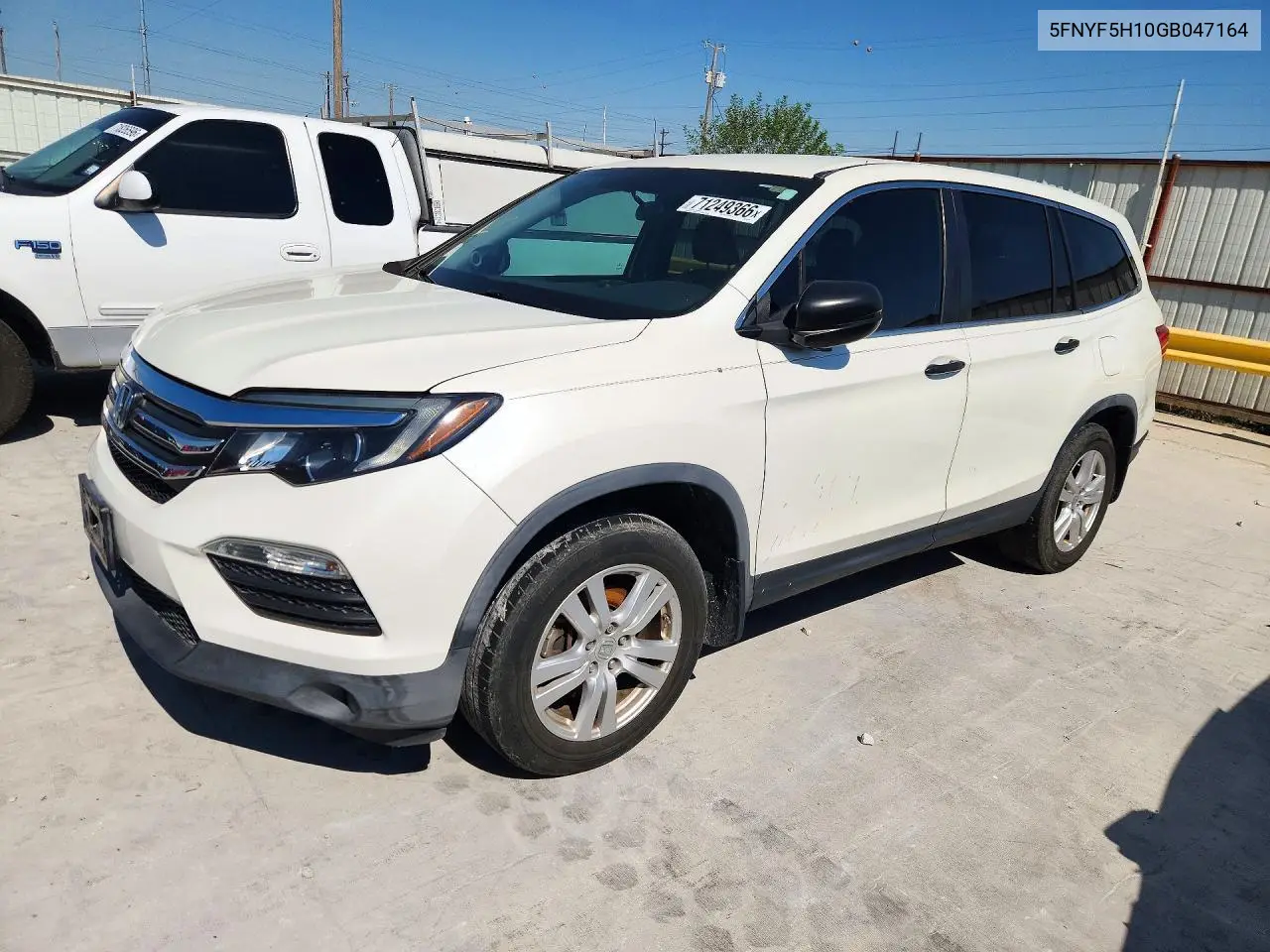 HONDA PILOT 2016, VIN 5FNYF5H10GB047164