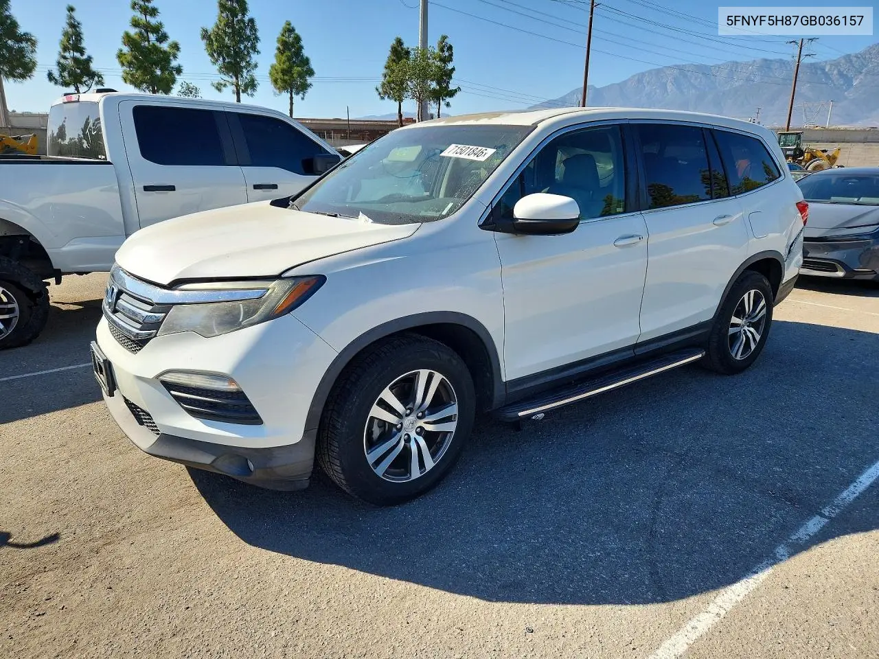 HONDA PILOT 2016, VIN 5FNYF5H87GB036157