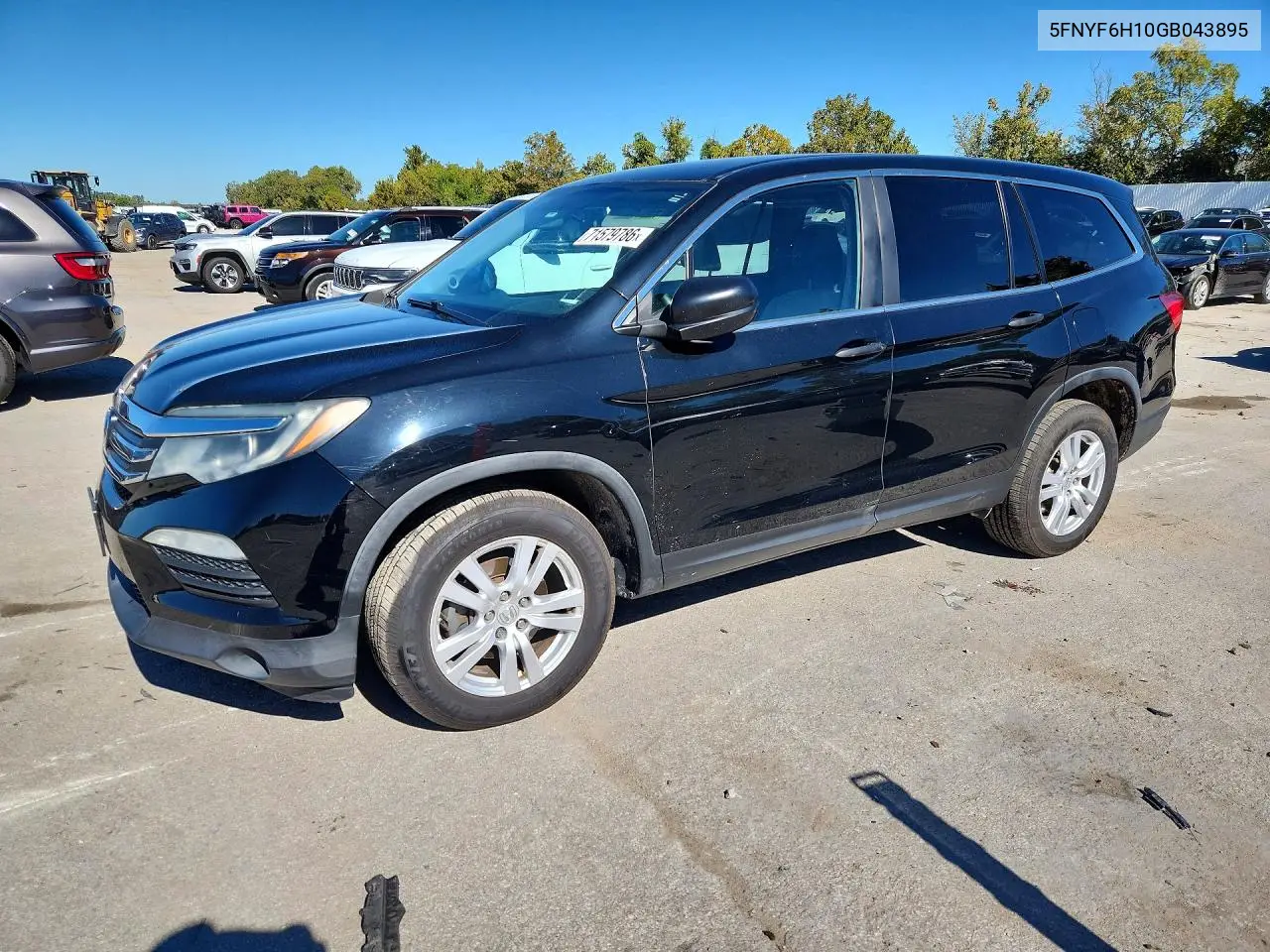 HONDA PILOT 2016, VIN 5FNYF6H10GB043895