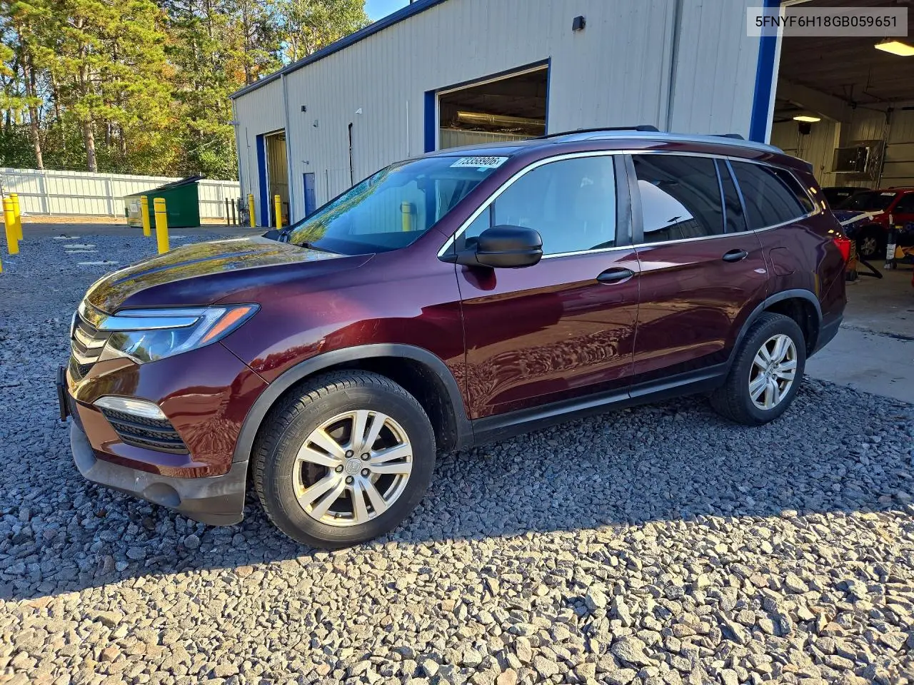 HONDA PILOT 2016, VIN 5FNYF6H18GB059651