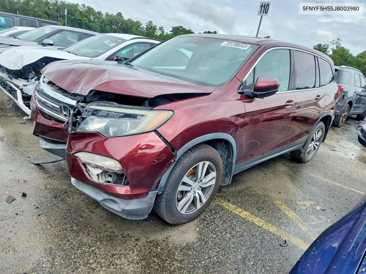 HONDA PILOT 2018, VIN 5FNYF5H55JB003980