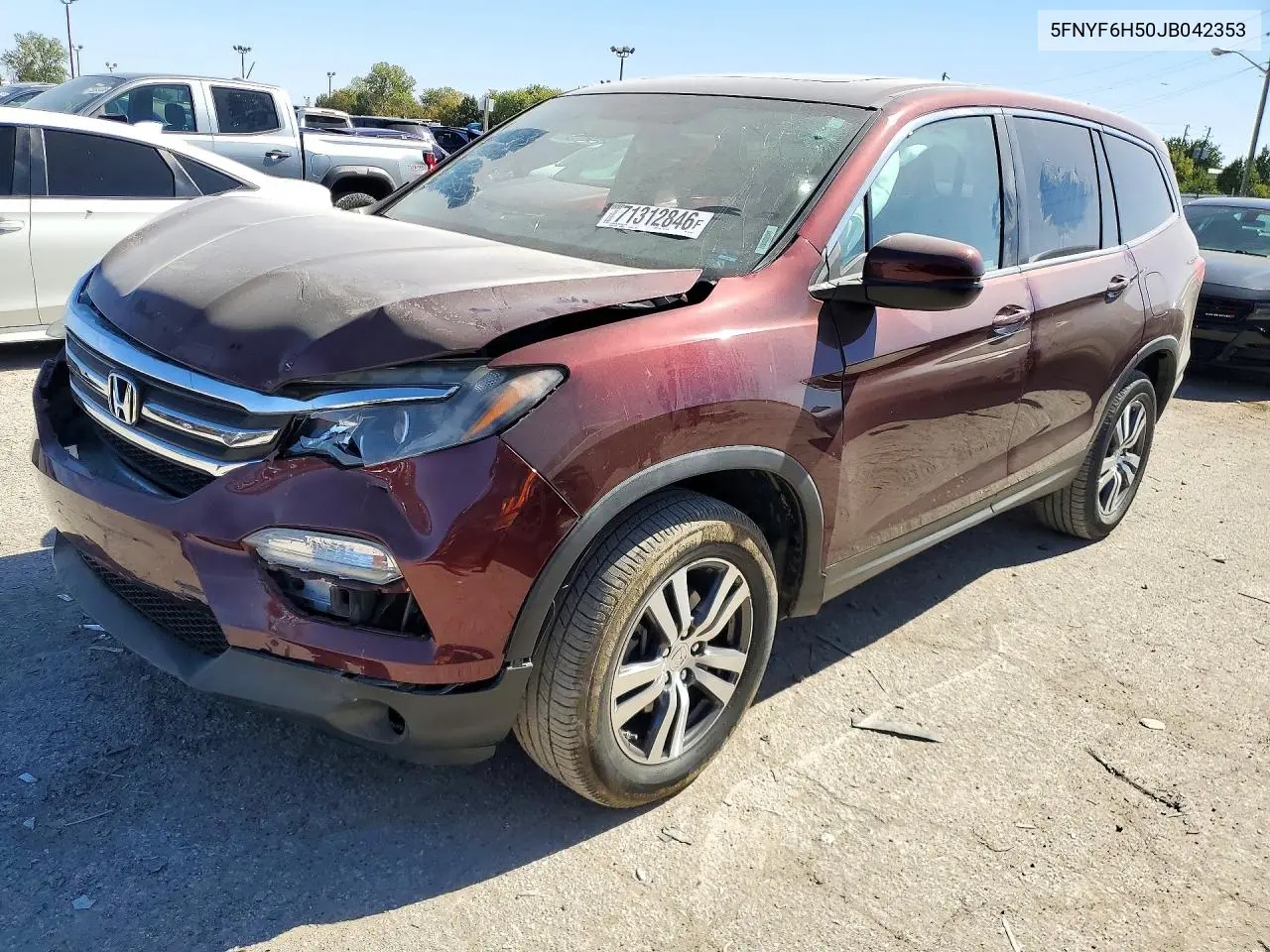 HONDA PILOT 2018, VIN 5FNYF6H50JB042353