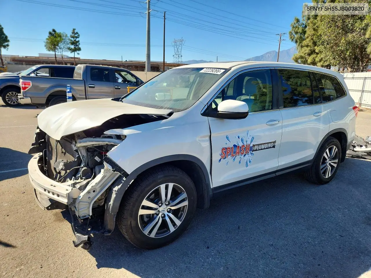 HONDA PILOT 2018, VIN 5FNYF5H55JB003820