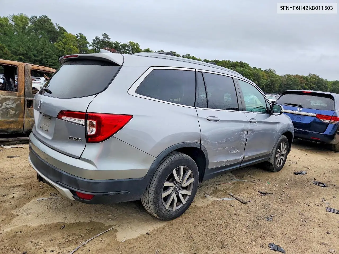 2019 HONDA PILOT VIN 5FNYF6H42KB011503 — фото 3
