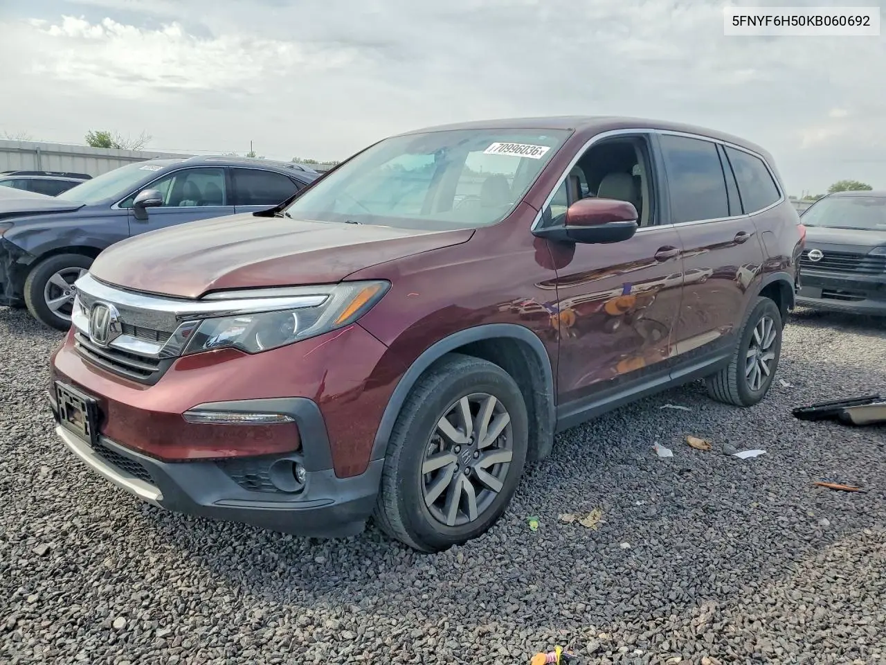 HONDA PILOT 2019, VIN 5FNYF6H50KB060692