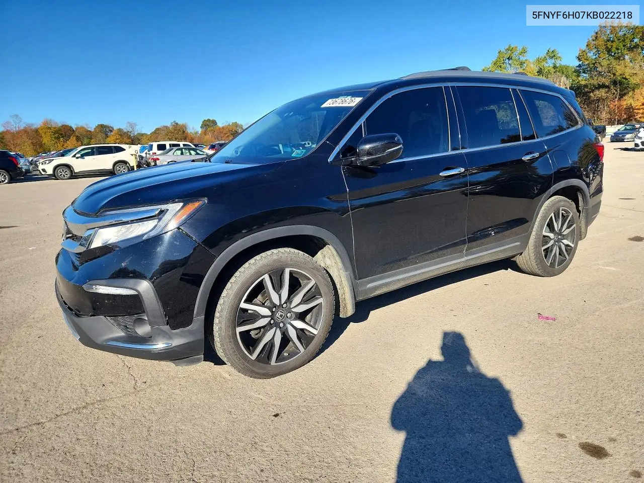 HONDA PILOT 2019, VIN 5FNYF6H07KB022218