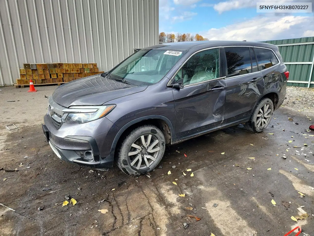 HONDA PILOT 2019, VIN 5FNYF6H33KB070227