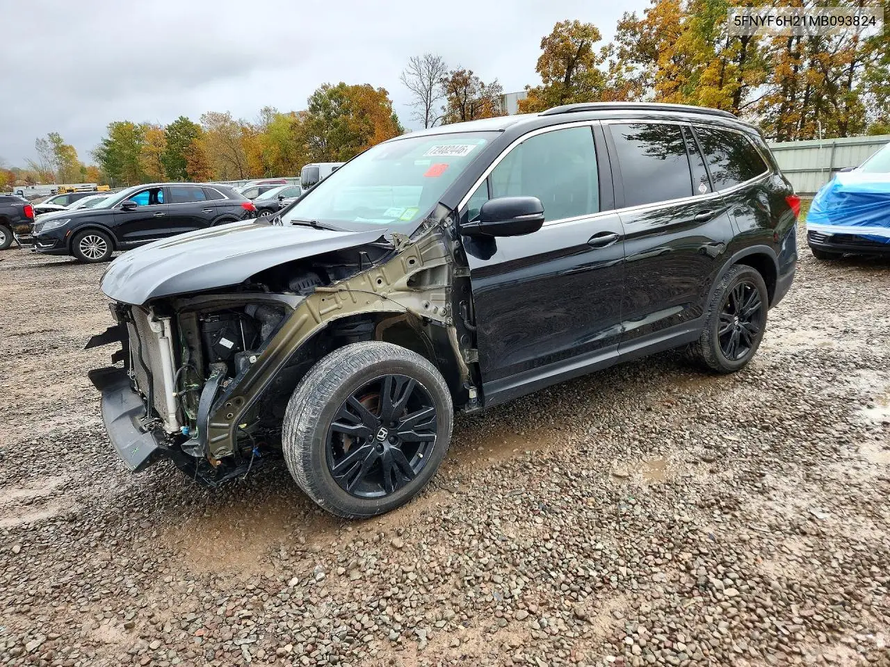 HONDA PILOT 2021, VIN 5FNYF6H21MB093824
