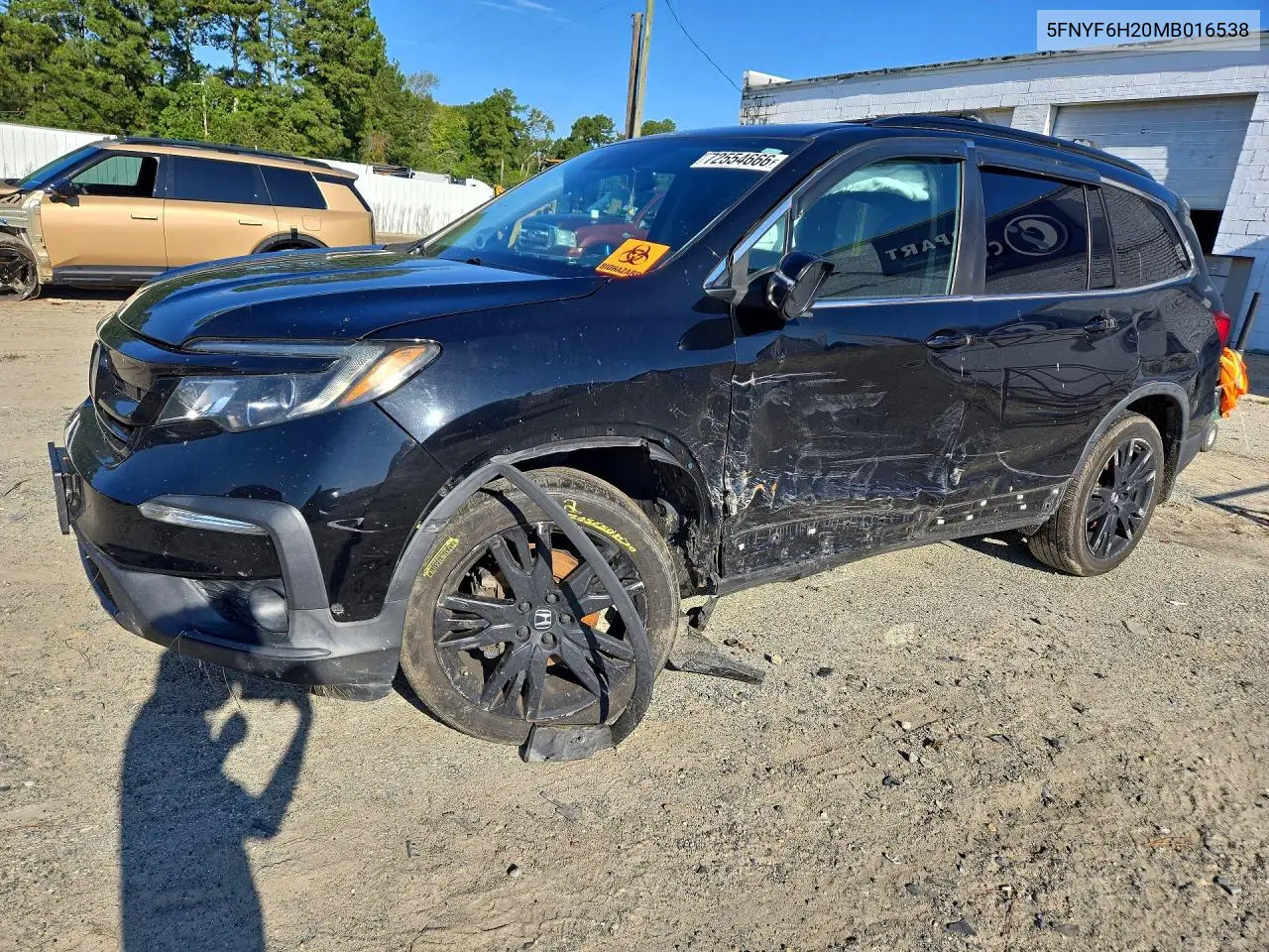HONDA PILOT 2021, VIN 5FNYF6H20MB016538