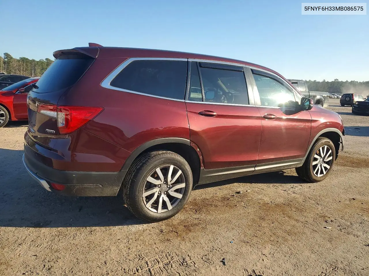 2021 HONDA PILOT VIN 5FNYF6H33MB086575 — фото 3
