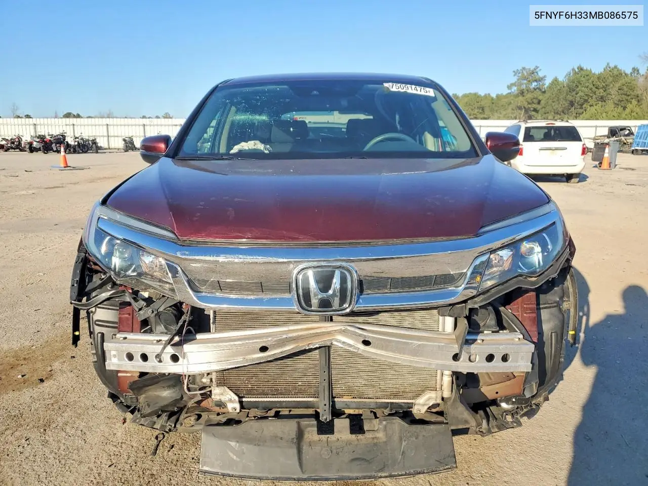 2021 HONDA PILOT VIN 5FNYF6H33MB086575 — фото 5
