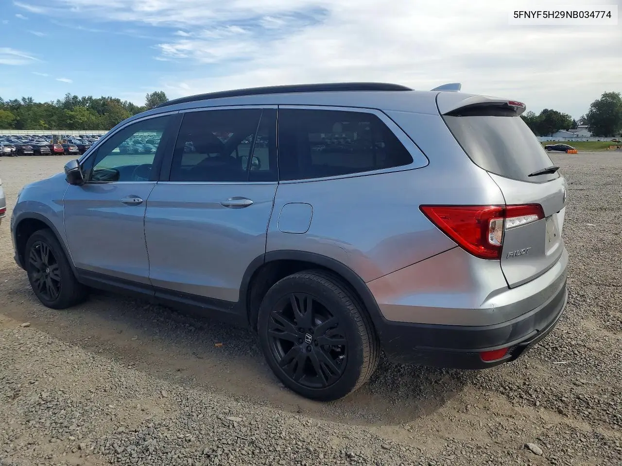 2022 HONDA PILOT VIN 5FNYF5H29NB034774 — фото 2