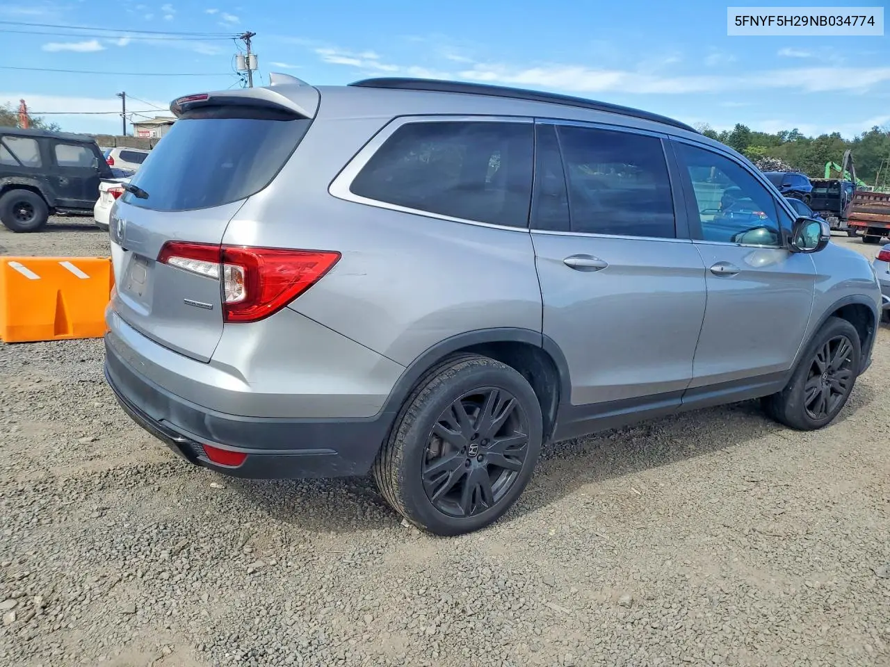 2022 HONDA PILOT VIN 5FNYF5H29NB034774 — фото 3