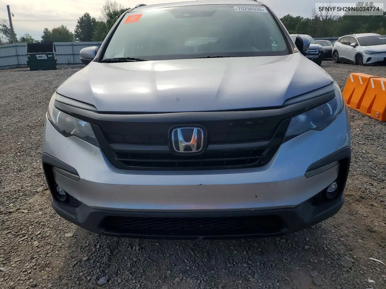 2022 HONDA PILOT VIN 5FNYF5H29NB034774 — фото 5