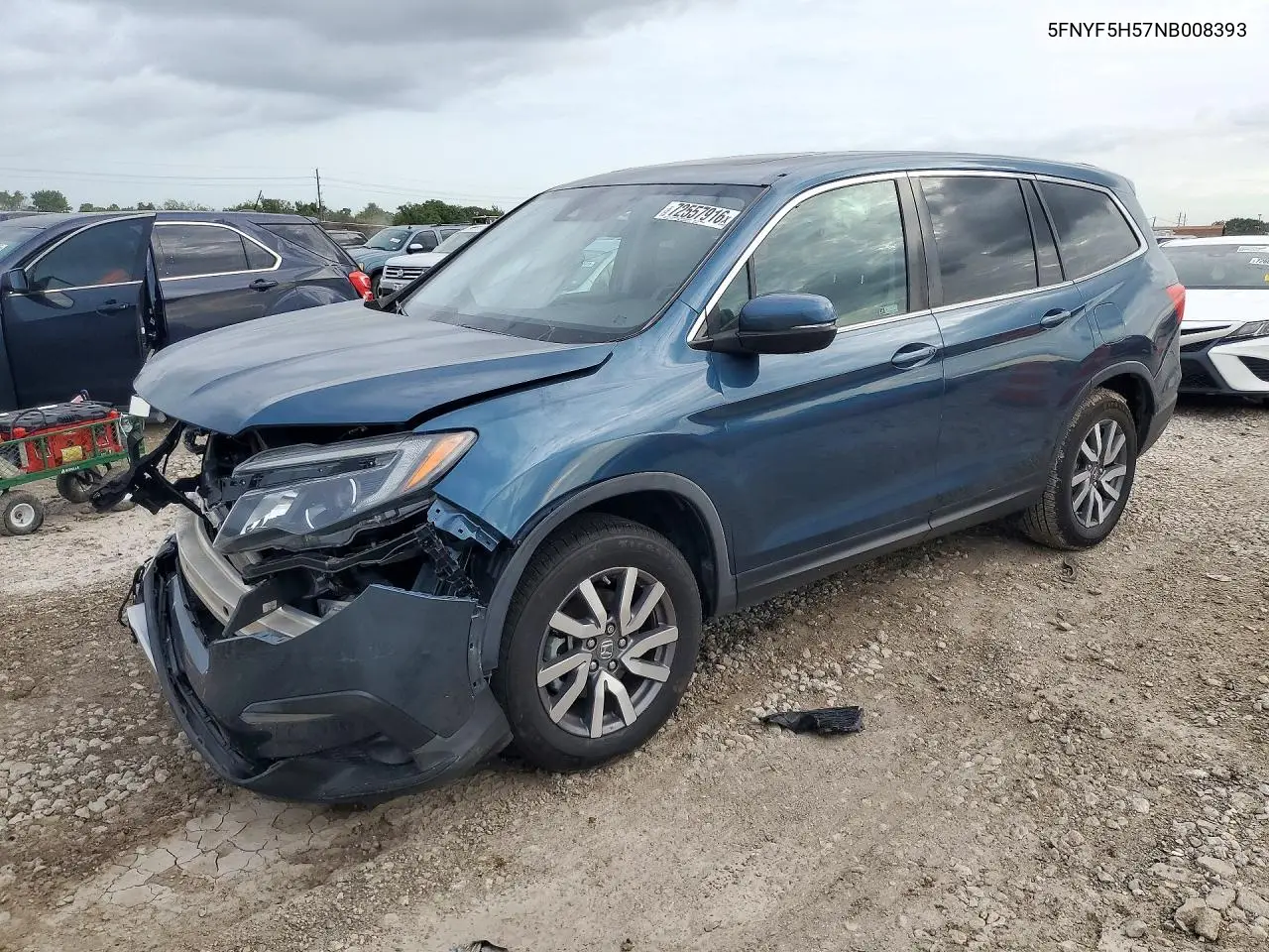 HONDA PILOT 2022, VIN 5FNYF5H57NB008393