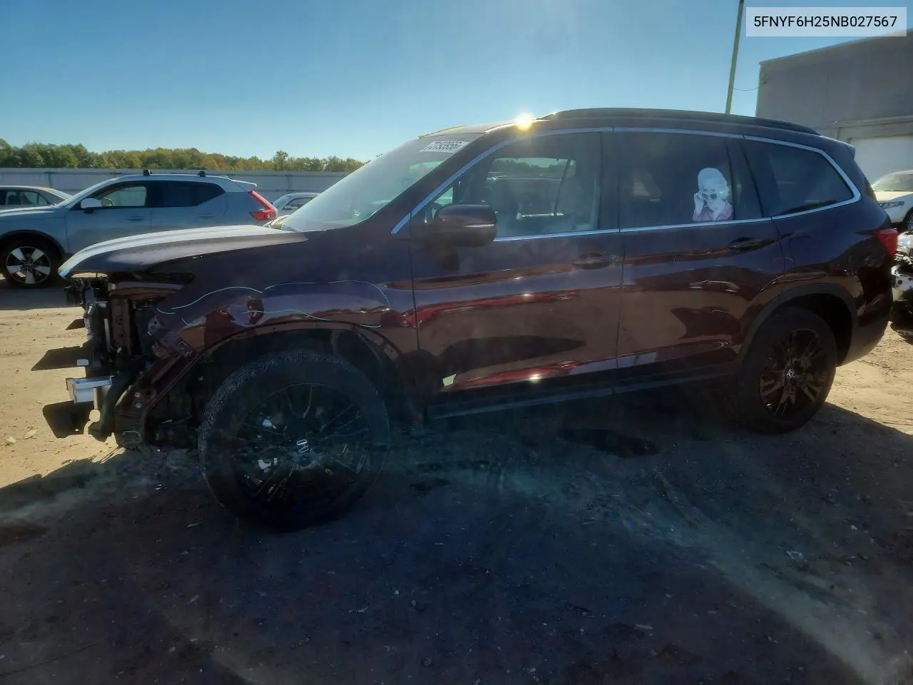 HONDA PILOT 2022, VIN 5FNYF6H25NB027567