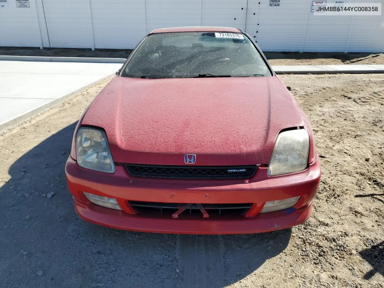 2000 HONDA PRELUDE VIN JHMBB6144YC008358 — фото 5