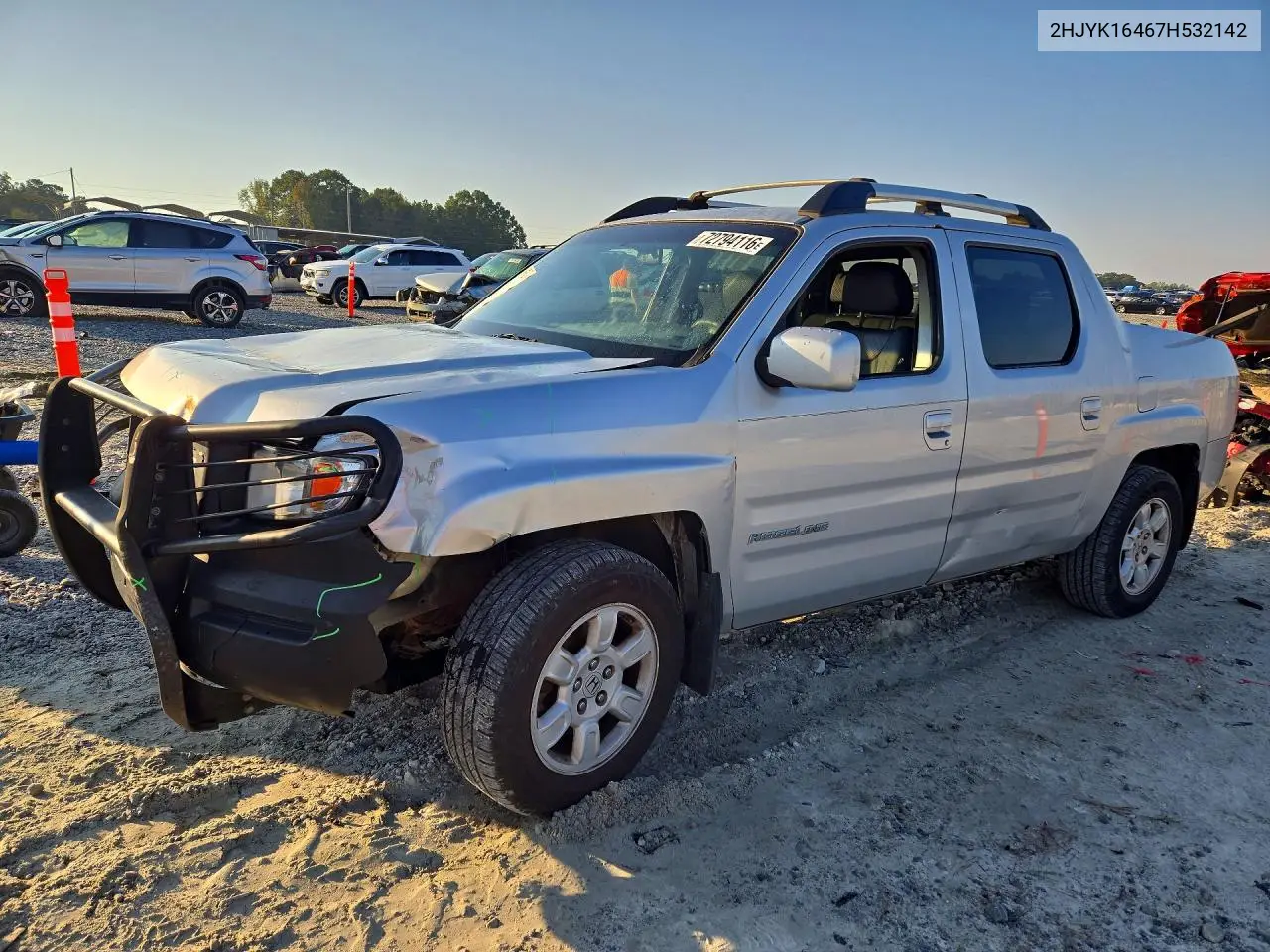 HONDA RIDGELINE 2007, VIN 2HJYK16467H532142