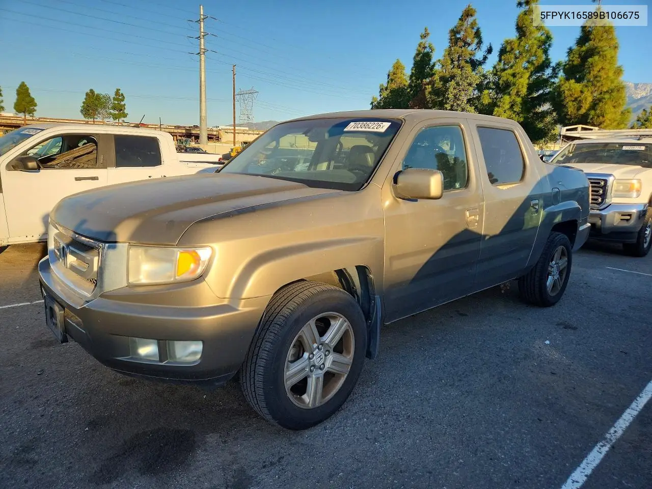 HONDA RIDGELINE 2009, VIN 5FPYK16589B106675