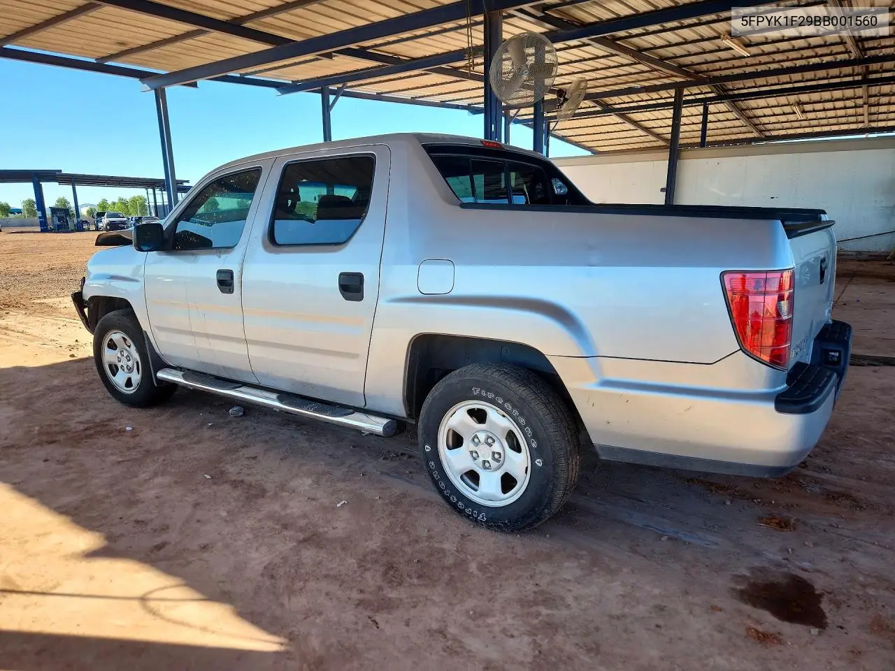 2011 HONDA RIDGELINE VIN 5FPYK1F29BB001560 — фото 2