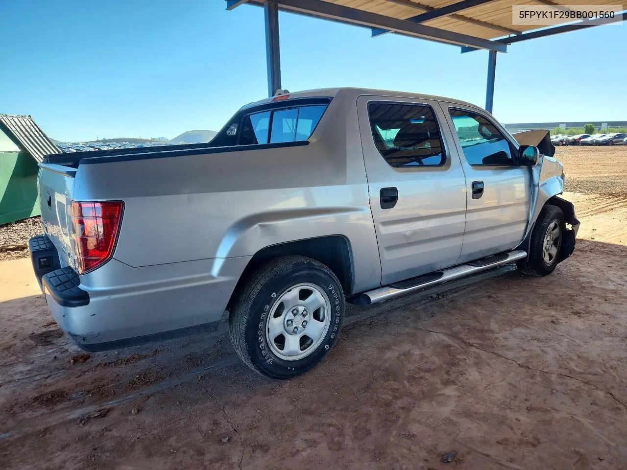 2011 HONDA RIDGELINE VIN 5FPYK1F29BB001560 — фото 3