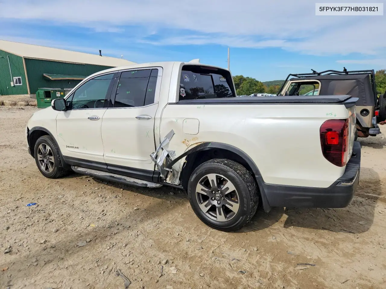 2017 HONDA RIDGELINE VIN 5FPYK3F77HB031821 — фото 2