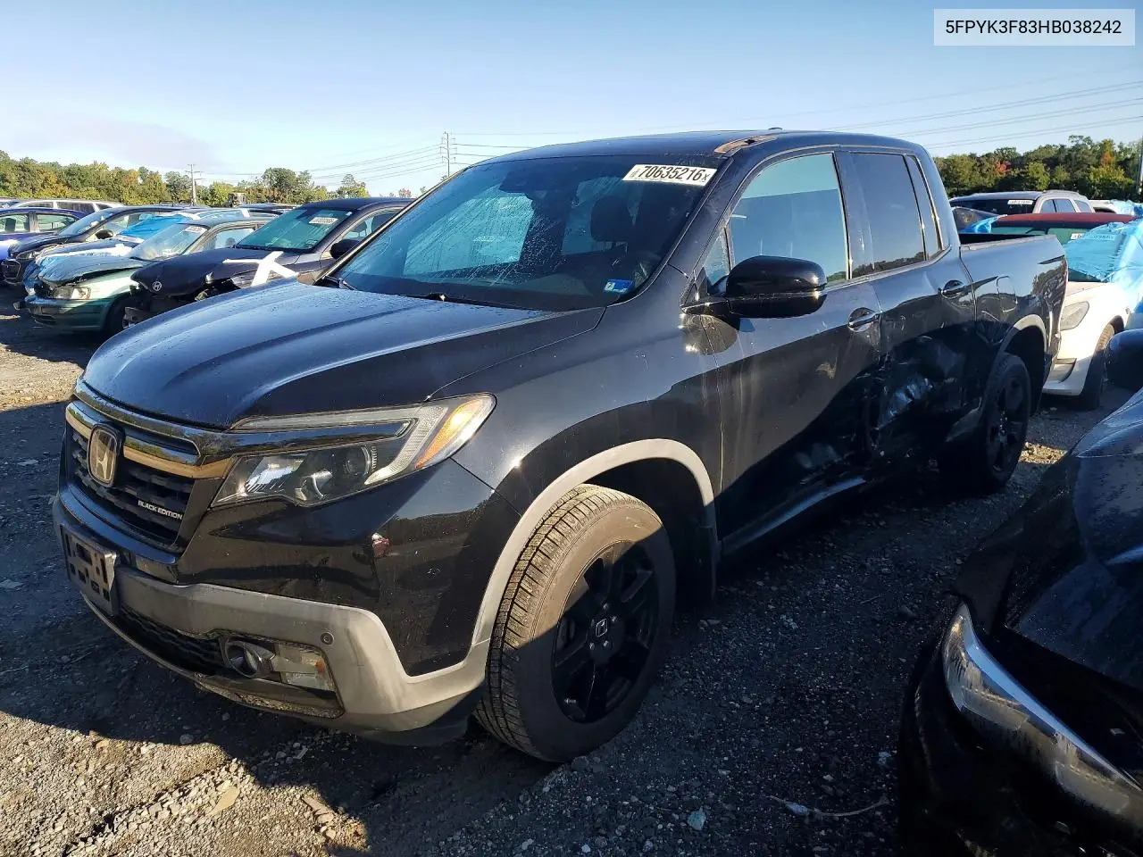 HONDA RIDGELINE 2017, VIN 5FPYK3F83HB038242