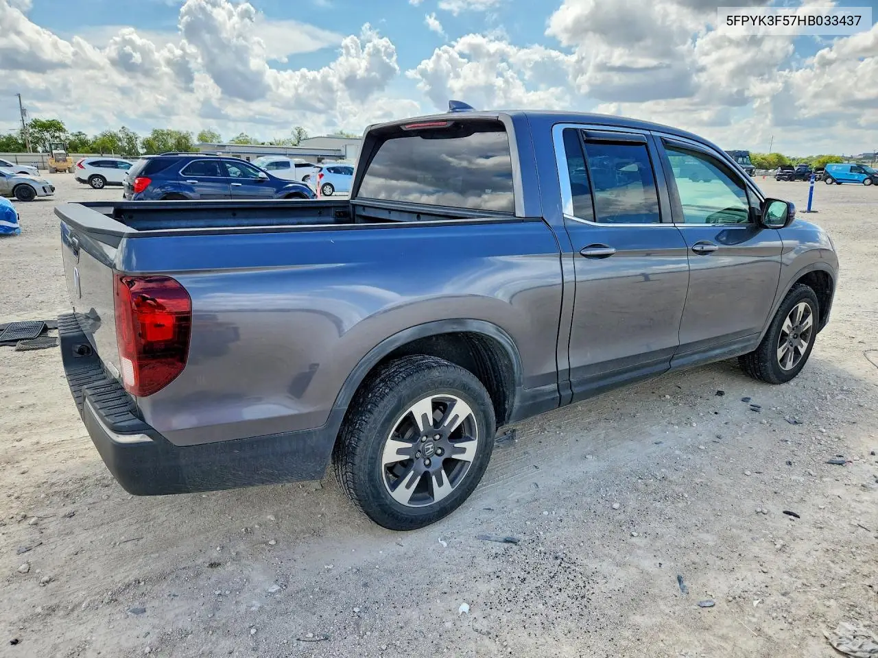 2017 HONDA RIDGELINE VIN 5FPYK3F57HB033437 — фото 3