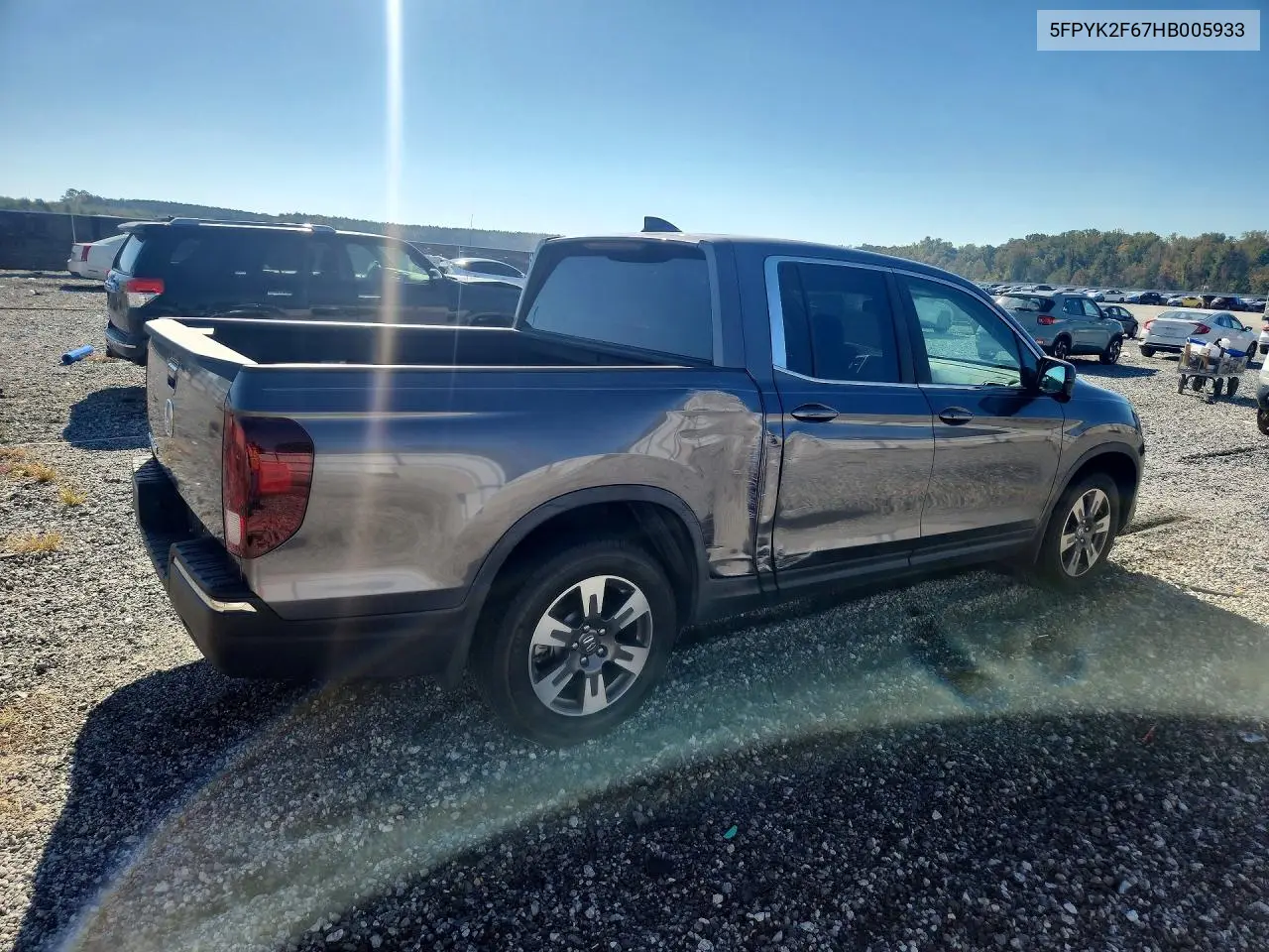 2017 HONDA RIDGELINE VIN 5FPYK2F67HB005933 — фото 3