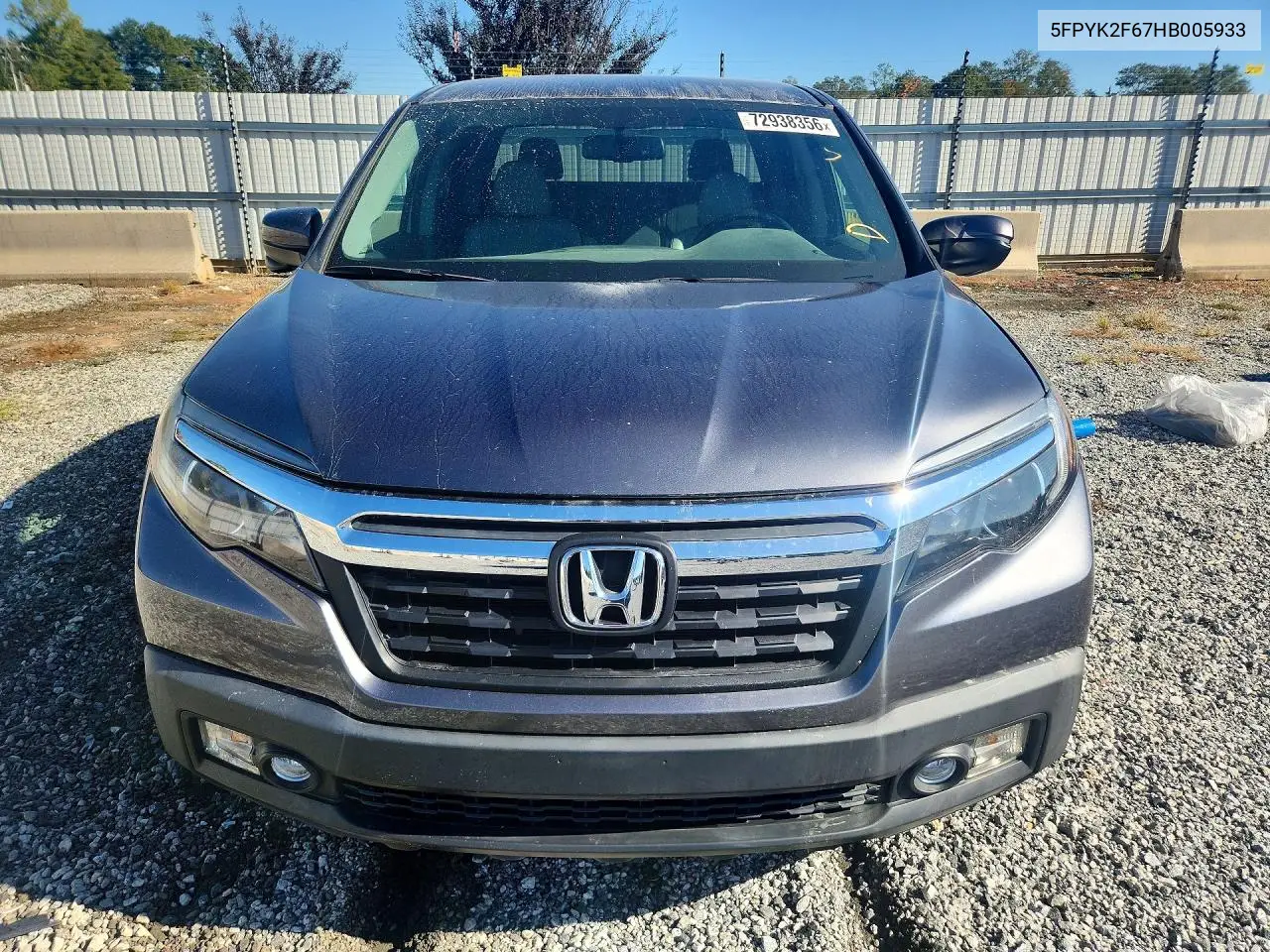 2017 HONDA RIDGELINE VIN 5FPYK2F67HB005933 — фото 5