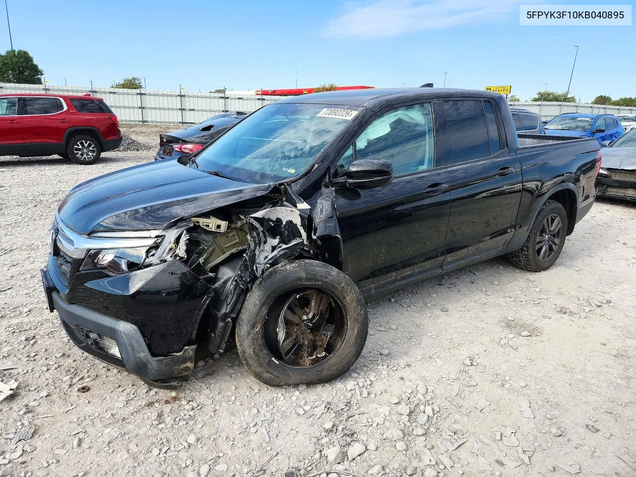 HONDA RIDGELINE 2019, VIN 5FPYK3F10KB040895