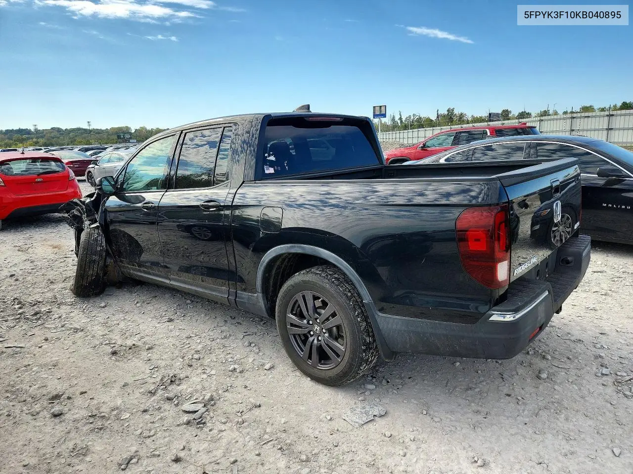 2019 HONDA RIDGELINE VIN 5FPYK3F10KB040895 — фото 2