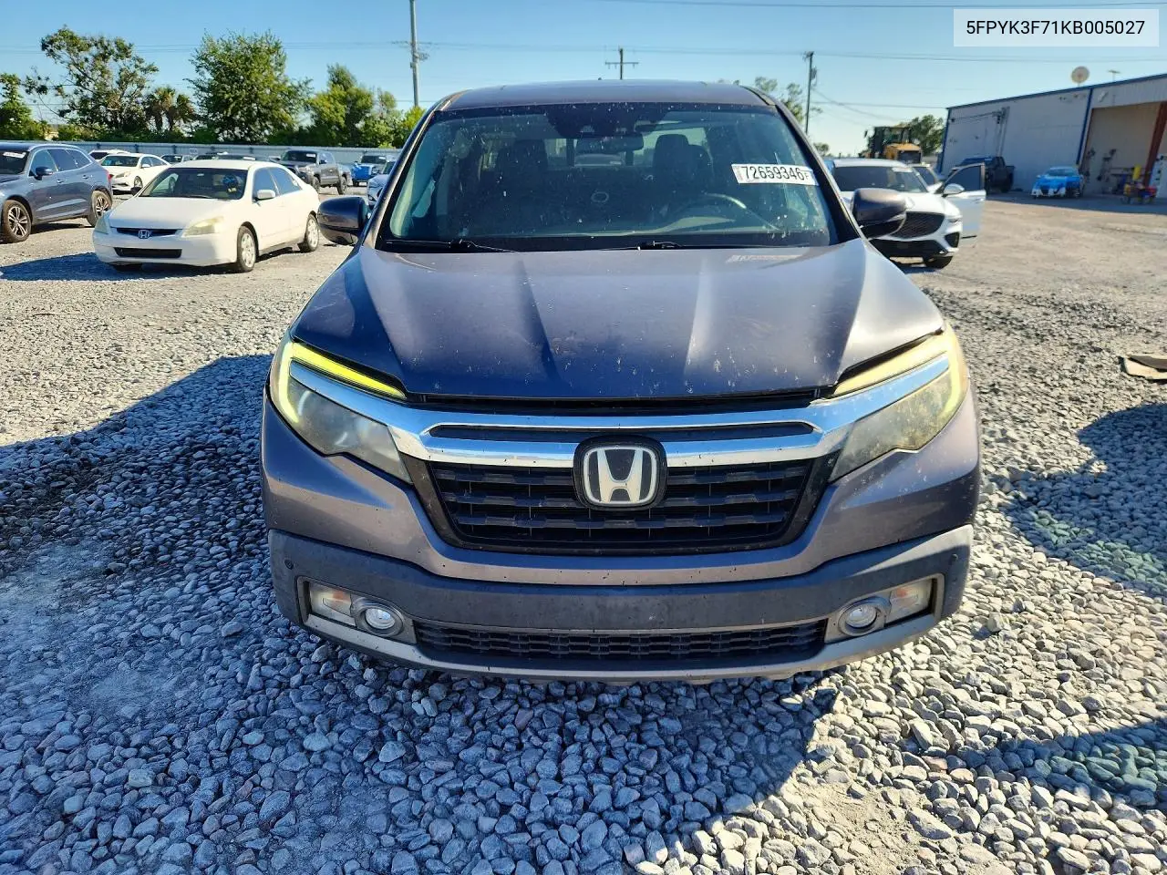 2019 HONDA RIDGELINE VIN 5FPYK3F71KB005027 — фото 5