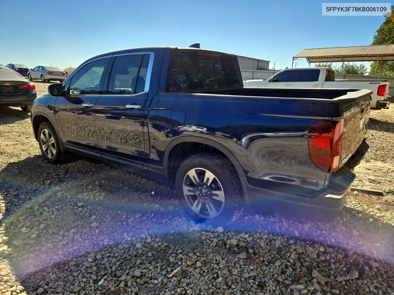 2019 HONDA RIDGELINE VIN 5FPYK3F78KB006109 — фото 2