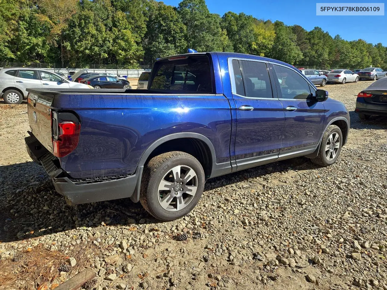 2019 HONDA RIDGELINE VIN 5FPYK3F78KB006109 — фото 3