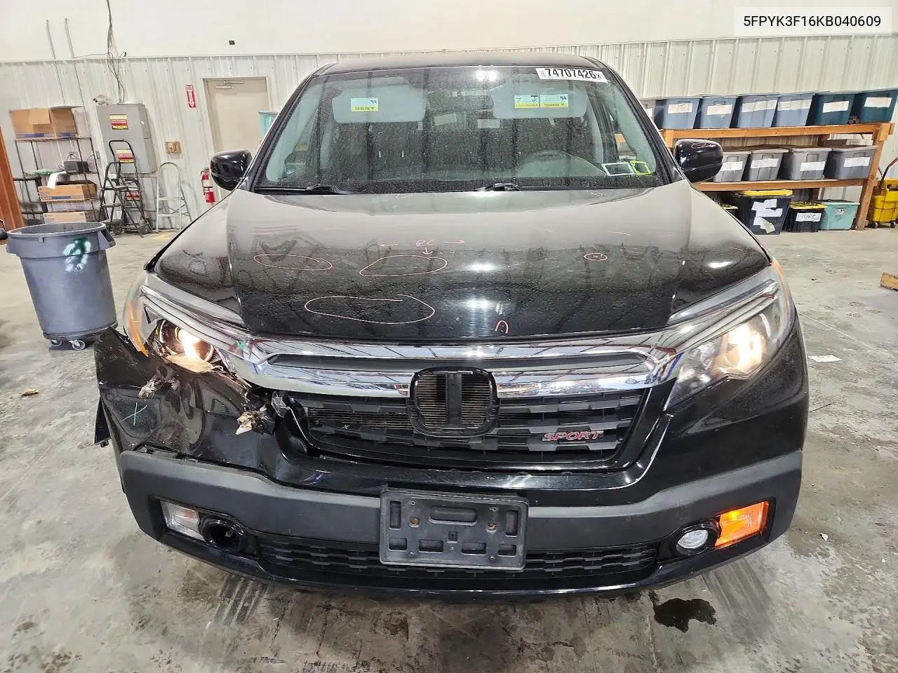 2019 HONDA RIDGELINE VIN 5FPYK3F16KB040609 — фото 5