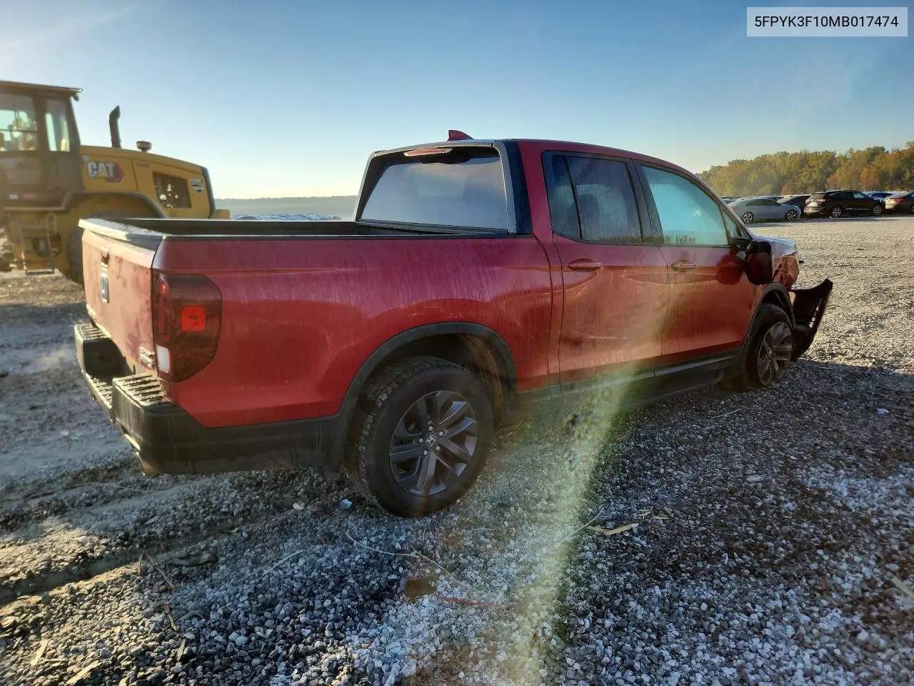 2021 HONDA RIDGELINE VIN 5FPYK3F10MB017474 — фото 3