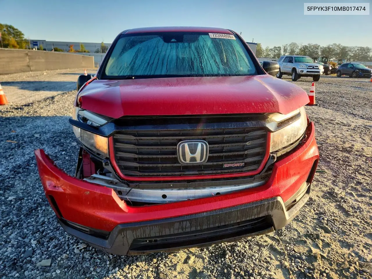 2021 HONDA RIDGELINE VIN 5FPYK3F10MB017474 — фото 5