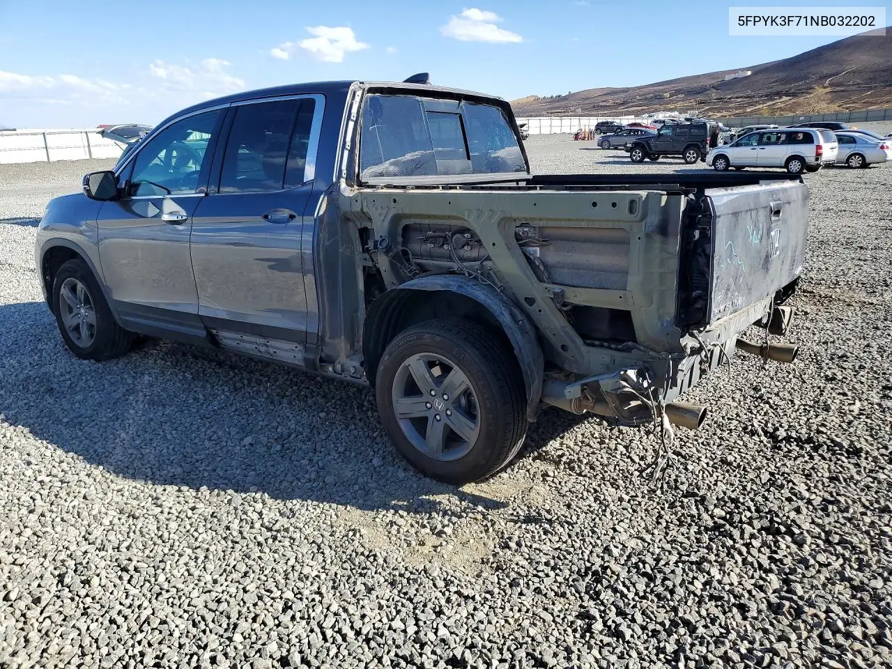 2022 HONDA RIDGELINE VIN 5FPYK3F71NB032202 — фото 2