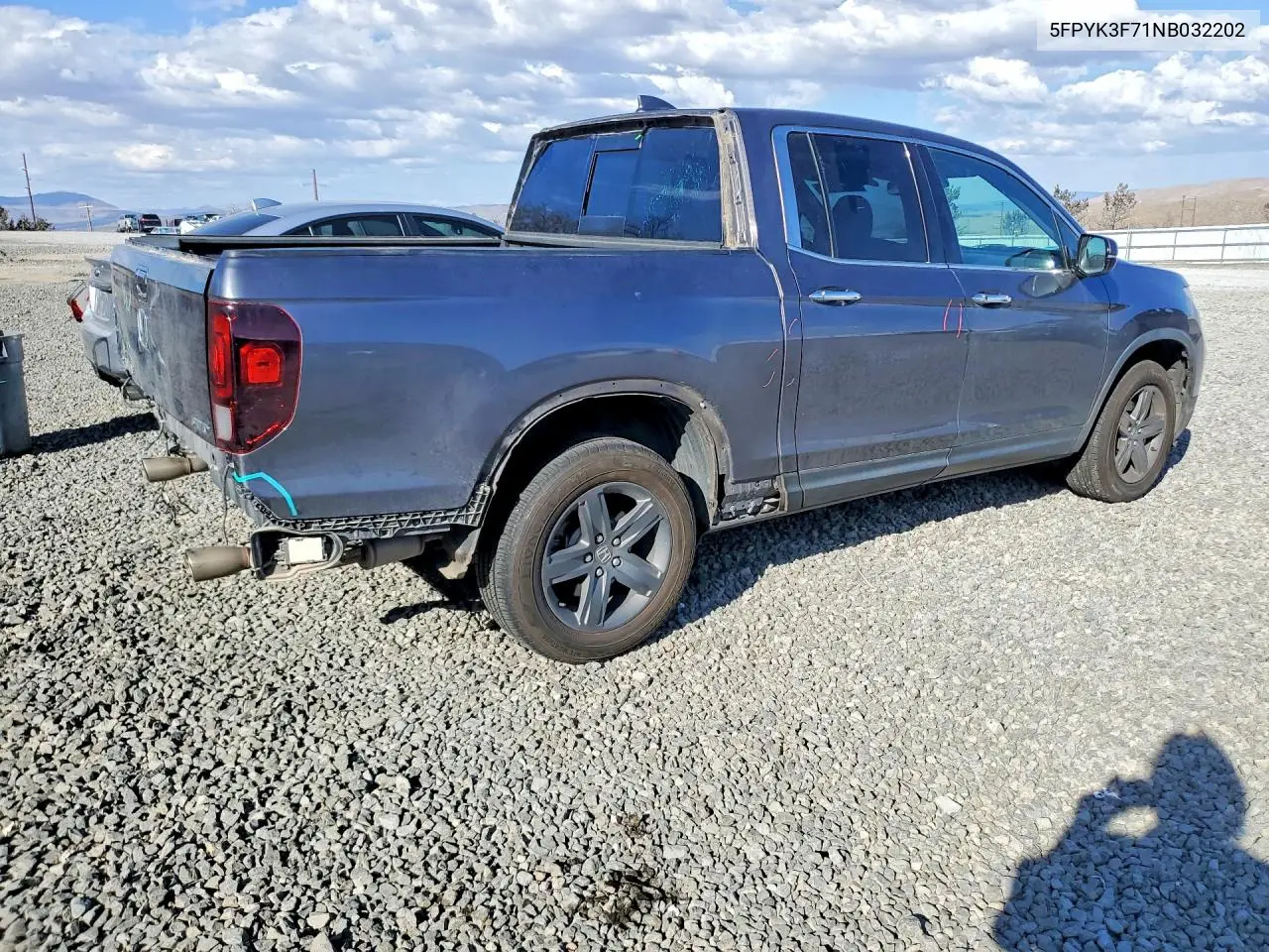 2022 HONDA RIDGELINE VIN 5FPYK3F71NB032202 — фото 3