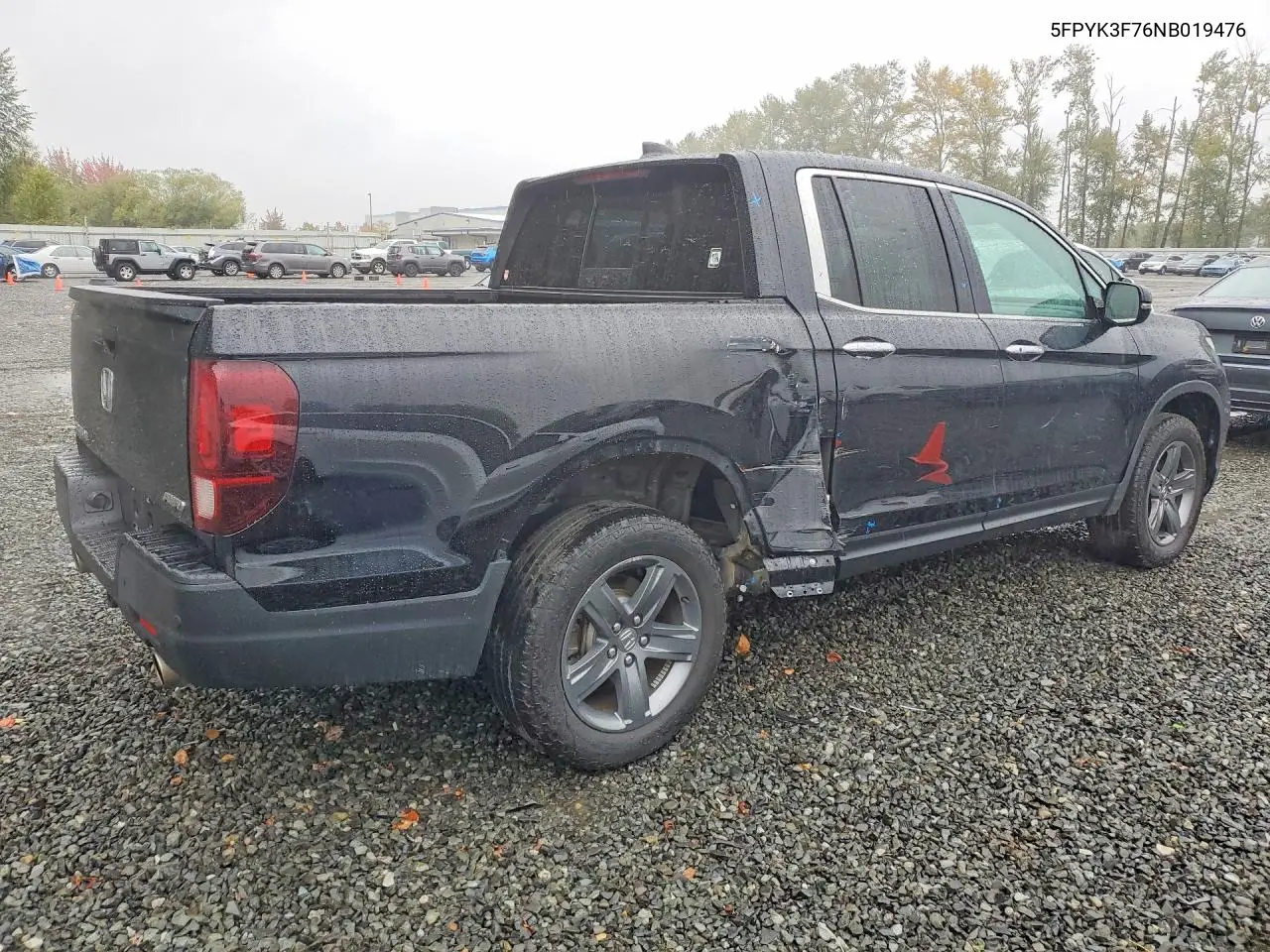 2022 HONDA RIDGELINE VIN 5FPYK3F76NB019476 — фото 3