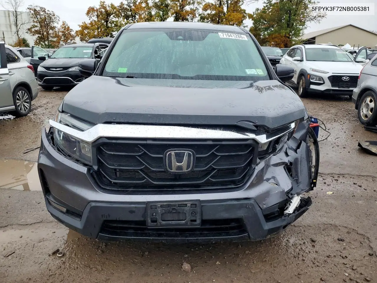 2022 HONDA RIDGELINE VIN 5FPYK3F72NB005381 — фото 5