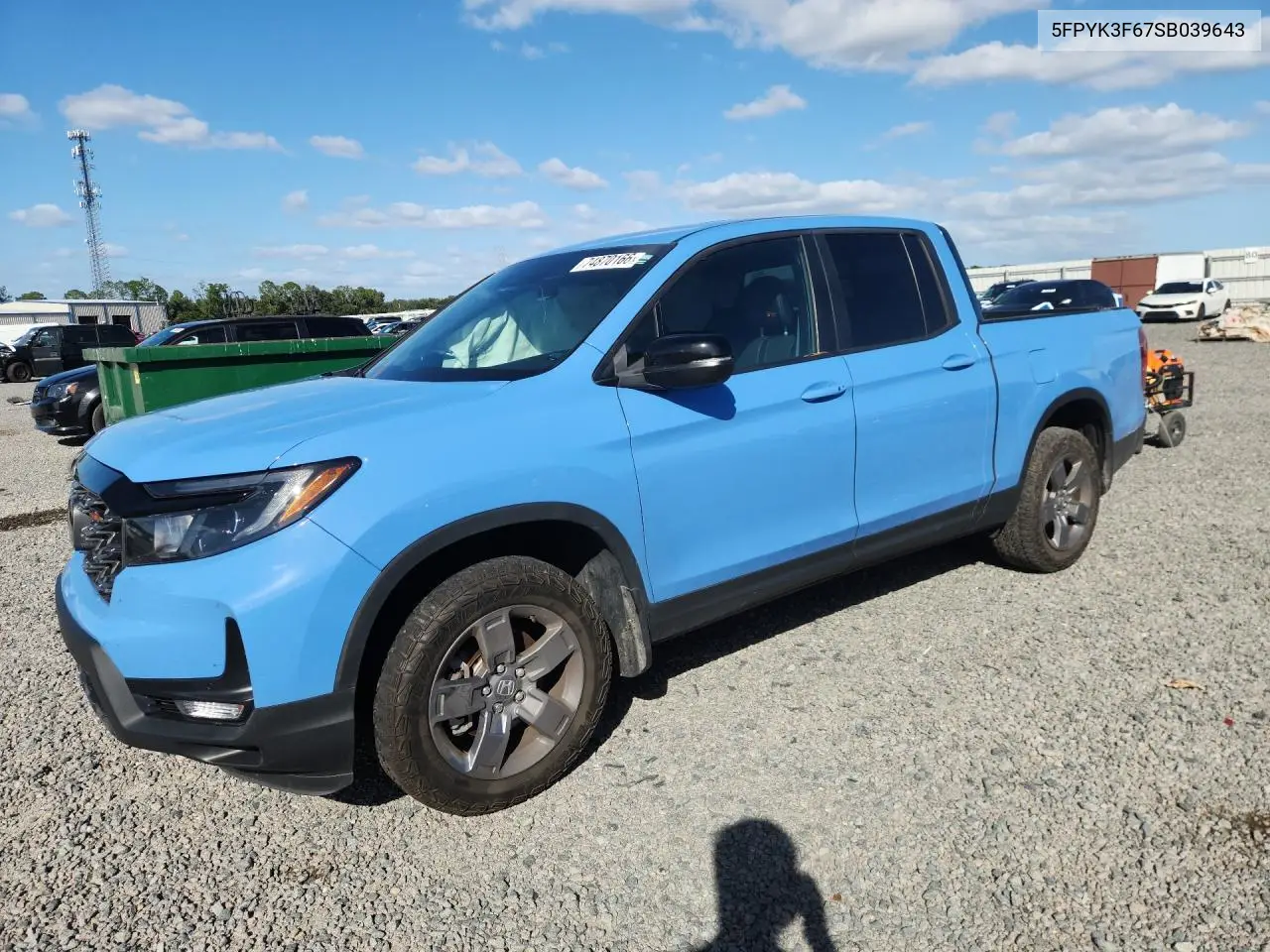 HONDA RIDGELINE 2025, VIN 5FPYK3F67SB039643