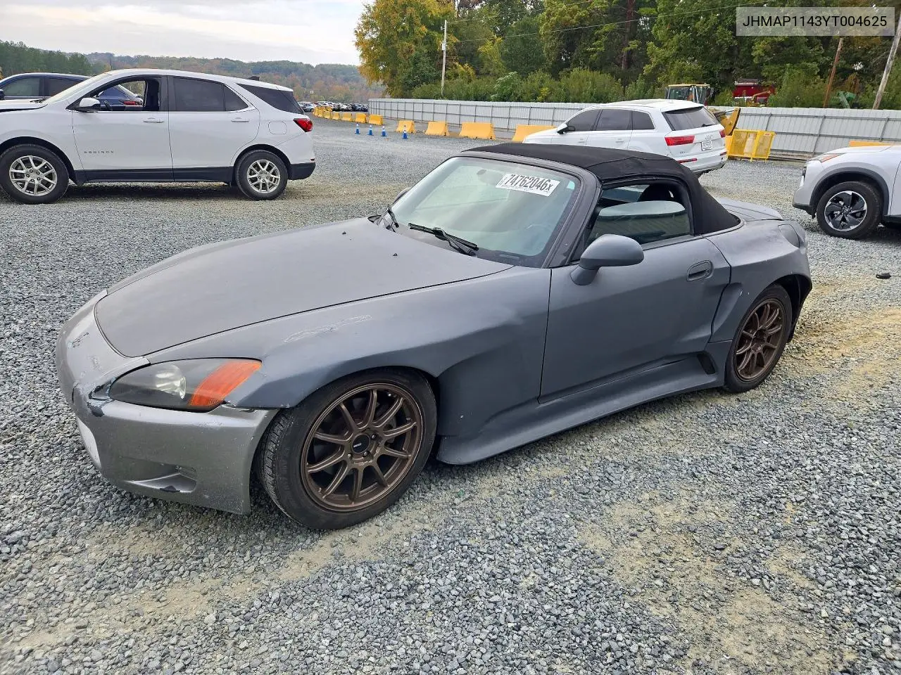 HONDA S2000 2000, VIN JHMAP1143YT004625