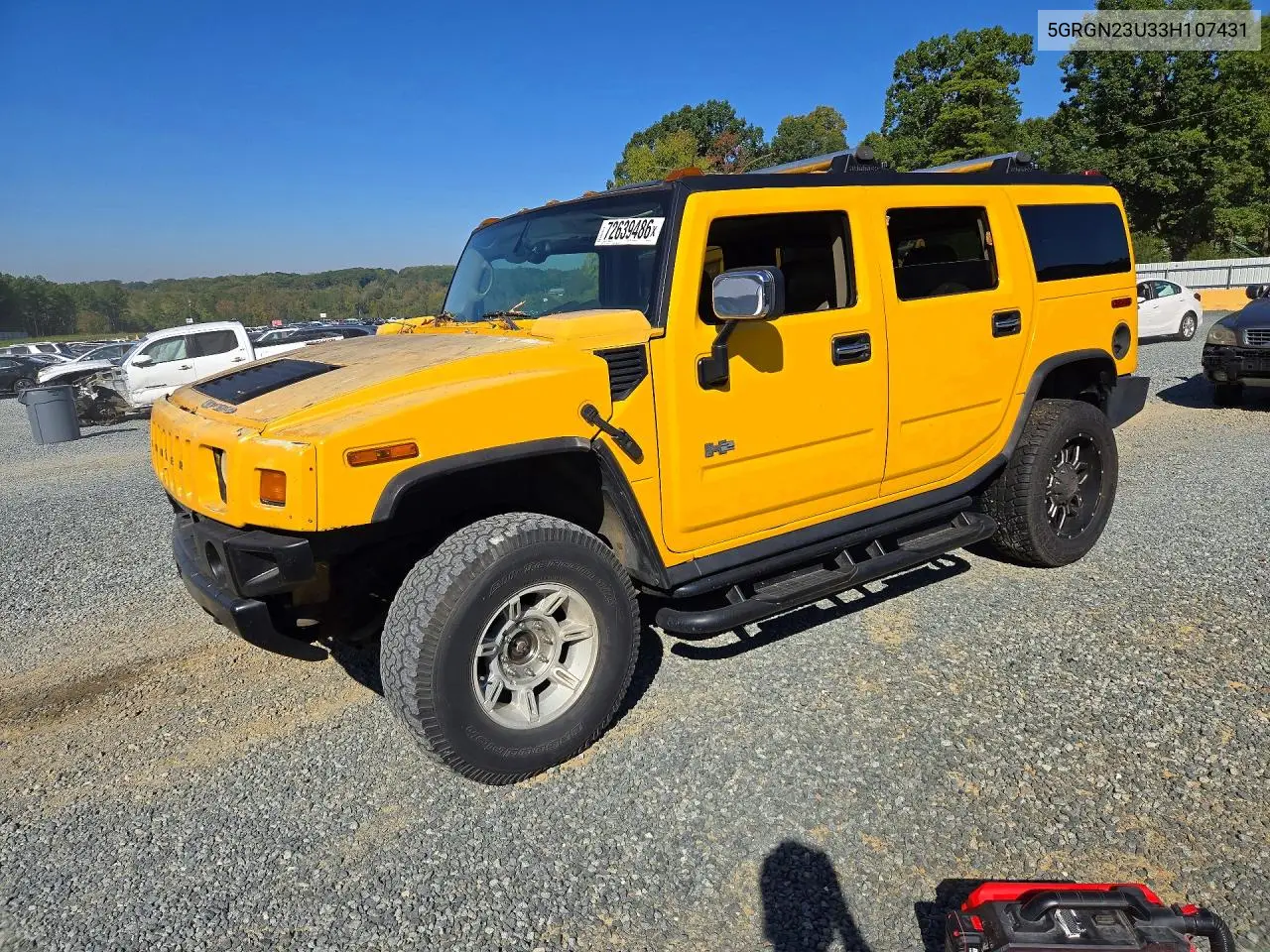 HUMMER H2 2003, VIN 5GRGN23U33H107431