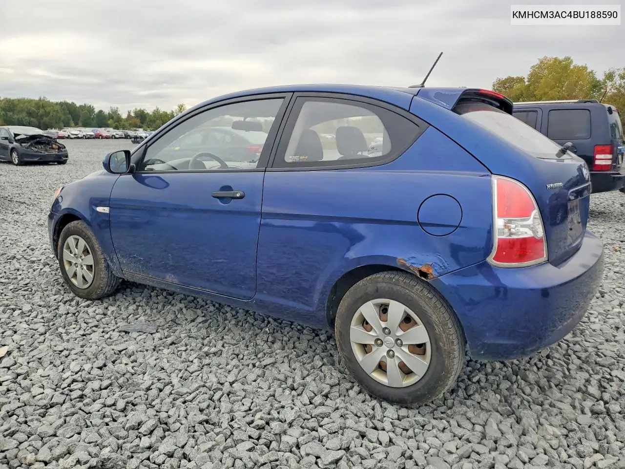 2011 HYUNDAI ACCENT VIN KMHCM3AC4BU188590 — фото 2